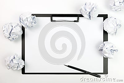 Crumpled papers and blank paper Stock Photo