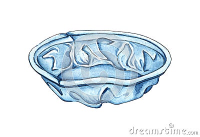 Crumpled plastic plate watercolor Cartoon Illustration