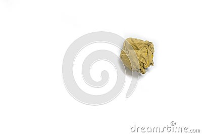 Crumpled Screwed crooked brown paper on isolated white background , no idea concept Stock Photo