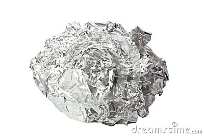 Crumpled tin foil isolated Stock Photo