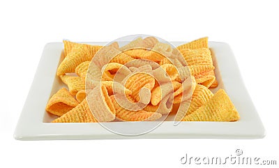 Crunchy corn snacks Stock Photo