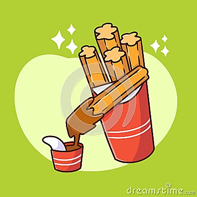 crunchy and crispy churros yummy snack collection doodle illustration Vector Illustration