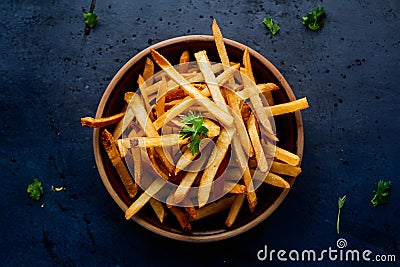 Crunchy gourmet french fries, a delectable and indulgent snack Stock Photo