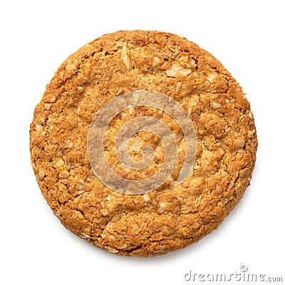 Crunchy oat and wholemeal biscuit isolated on white. Top view Stock Photo