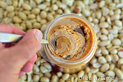 Crunchy peanut butter Stock Photo