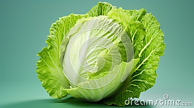 Crunchy Perfection: Isolated Iceberg Lettuce Stock Photo