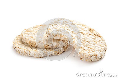 Crunchy rice cakes on white background. Stock Photo