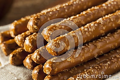 Crunchy Salty Pretzel Rods Stock Photo