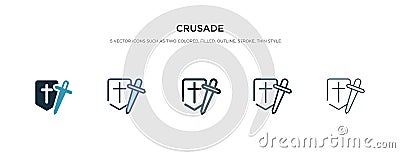 Crusade icon in different style vector illustration. two colored and black crusade vector icons designed in filled, outline, line Vector Illustration