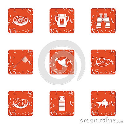 Crusade icons set, grunge style Vector Illustration