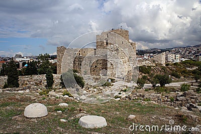 Crusaders Castle of Byblos, Mediterranean coast, Lebanon Stock Photo