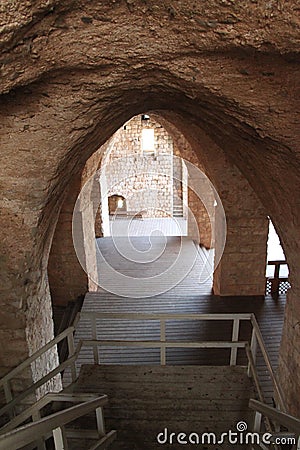 Crusaders Hall, Ruins of Yehiam Fortress, Israel Stock Photo
