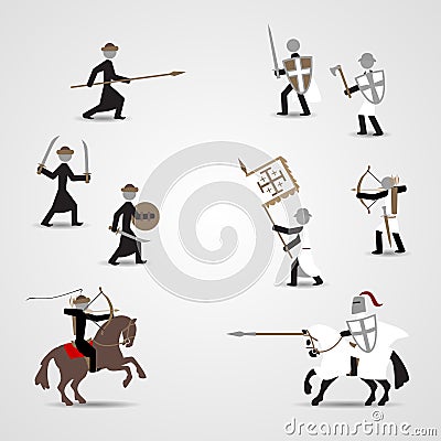 Crusaders and saracens Vector Illustration