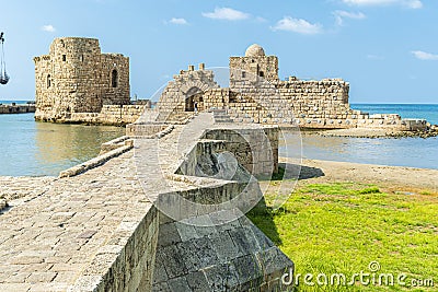 Sea castle of the crusaders near the sea Stock Photo