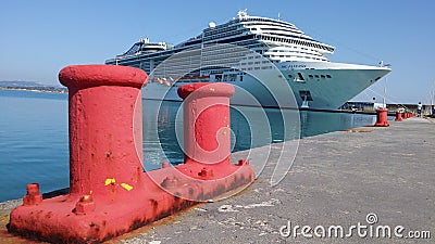 Cruse Ship in Port of Katakolon Editorial Stock Photo