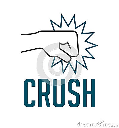 Crush concept - fist destroying wall Vector Illustration