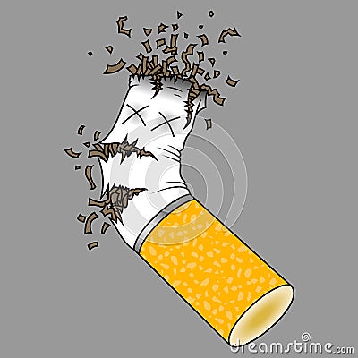 Crushed cigarette Vector Illustration