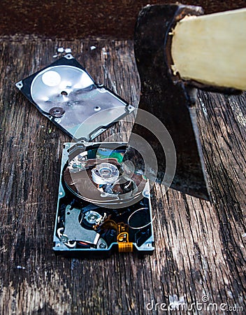 Crushed Hard Disk Drive Stock Photo