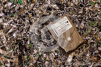 Crushed hard drives Stock Photo