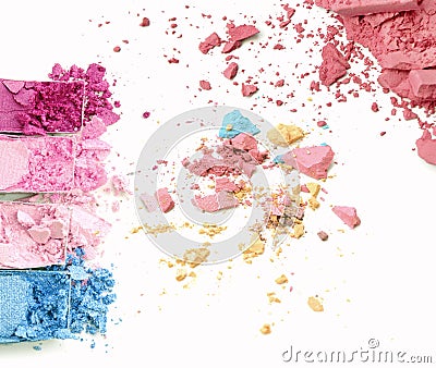 Crushed make up paletted close up. Cosmetic Stock Photo