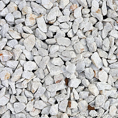 Crushed marble seamless texture. Small white stones background Stock Photo