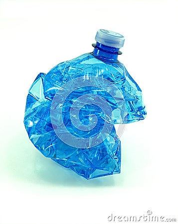 Crushed plastic bottle isolated Stock Photo