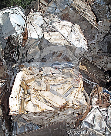 Crushed Scrap Metal. Stock Photo