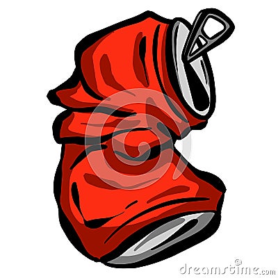 Crushed Soda Cola Tin or Aluminium Can Cartoon Logo Mascot Vector Illustration