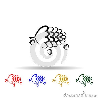 Crustaceans, fruit, pine nuts multi color icon. Simple thin line, outline vector of crustaceans icons for ui and ux, website or Stock Photo