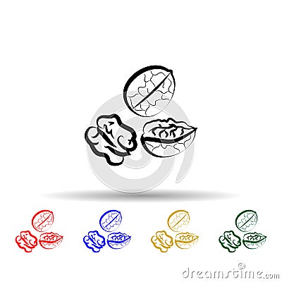 Crustaceans, fruit, walnut multi color icon. Simple thin line, outline vector of crustaceans icons for ui and ux, website or Stock Photo