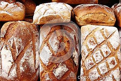 Crusty bread loafs Stock Photo