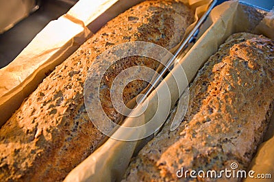 Crusty homemade bread food home baked recipe Stock Photo