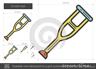 Crutch line icon. Vector Illustration