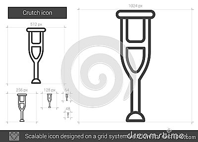 Crutch line icon. Vector Illustration