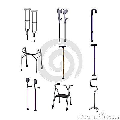 crutch medical set cartoon vector illustration Vector Illustration