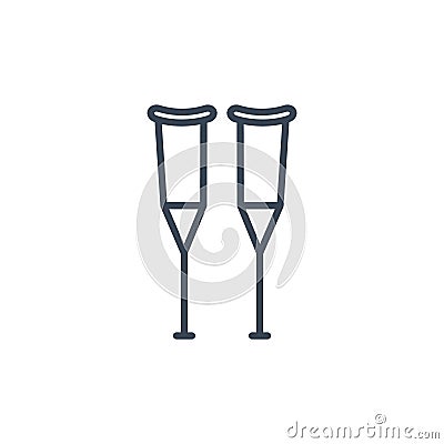 Crutch vector icon. Broken leg flat isolated icon rehabilitation line crutch Vector Illustration