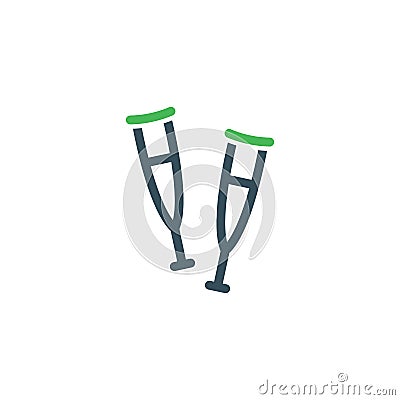 Crutch vector icon. Broken leg flat isolated icon rehabilitation line crutch Vector Illustration