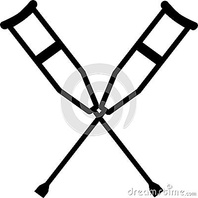 Crutches. Axillary crutch icon. Medical tool for people with disabilities and help after injury. Sign for web page, mobile app, bu Vector Illustration