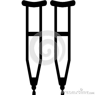 Crutches. Axillary crutch icon. Medical tool for people with disabilities and help after injury. Sign for web page, mobile app, bu Vector Illustration