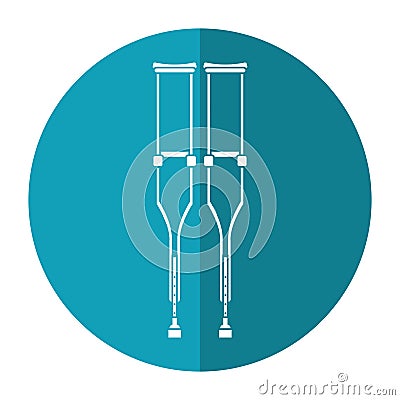 Crutches disabled support icon shadow Vector Illustration