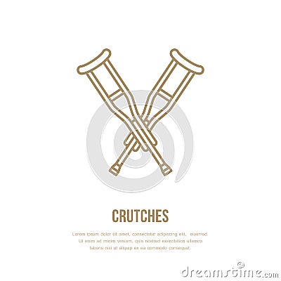 Crutches line icon. Vector logo for rehabilitation equipment store Vector Illustration