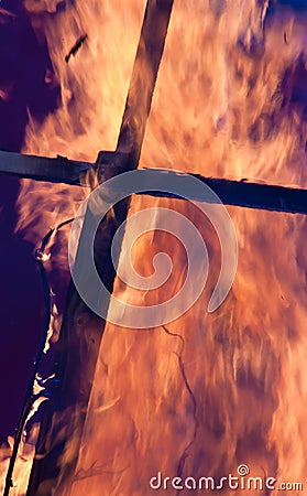 Crux and fire Stock Photo