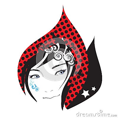 cry girl face Vector Illustration