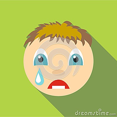 Cry icon, flat style Vector Illustration