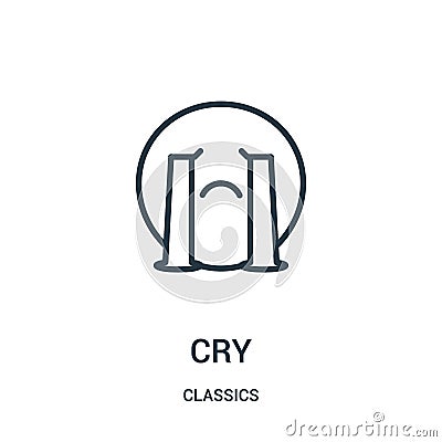 cry icon vector from classics collection. Thin line cry outline icon vector illustration. Linear symbol Vector Illustration