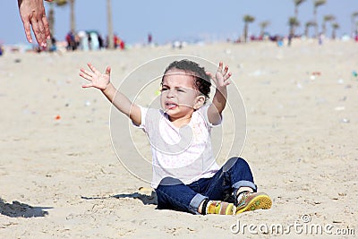 Crying arab baby girl Stock Photo