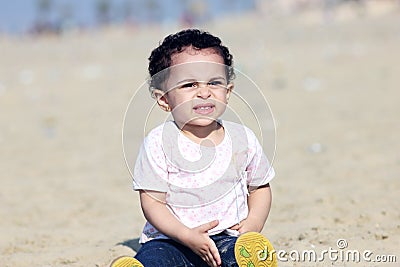 Crying arab baby girl Stock Photo