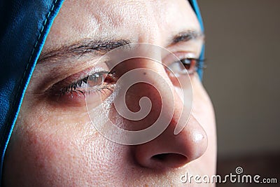 Crying arab muslim woman Stock Photo