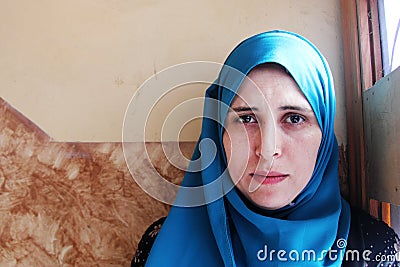 Crying arab muslim woman Stock Photo