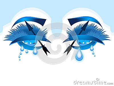 Crying blue eyes in pain illustration digital art abstract backgroun art wallpaper design Cartoon Illustration